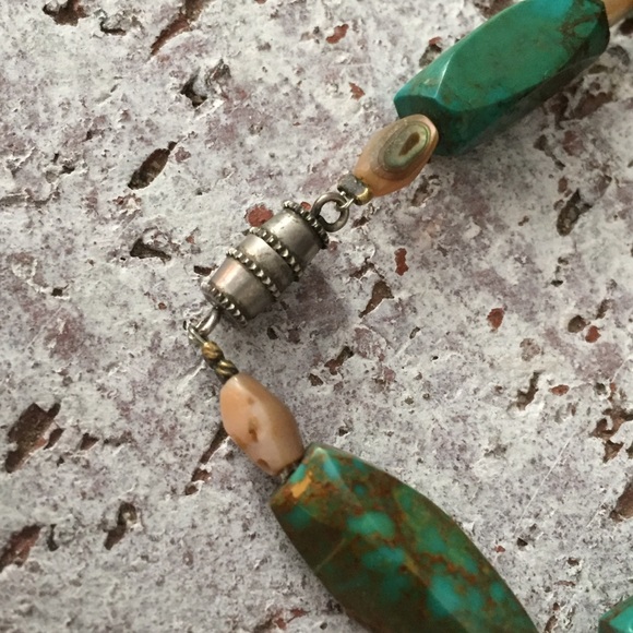 Carved Turquoise Feather Necklace - Picture 4 of 6